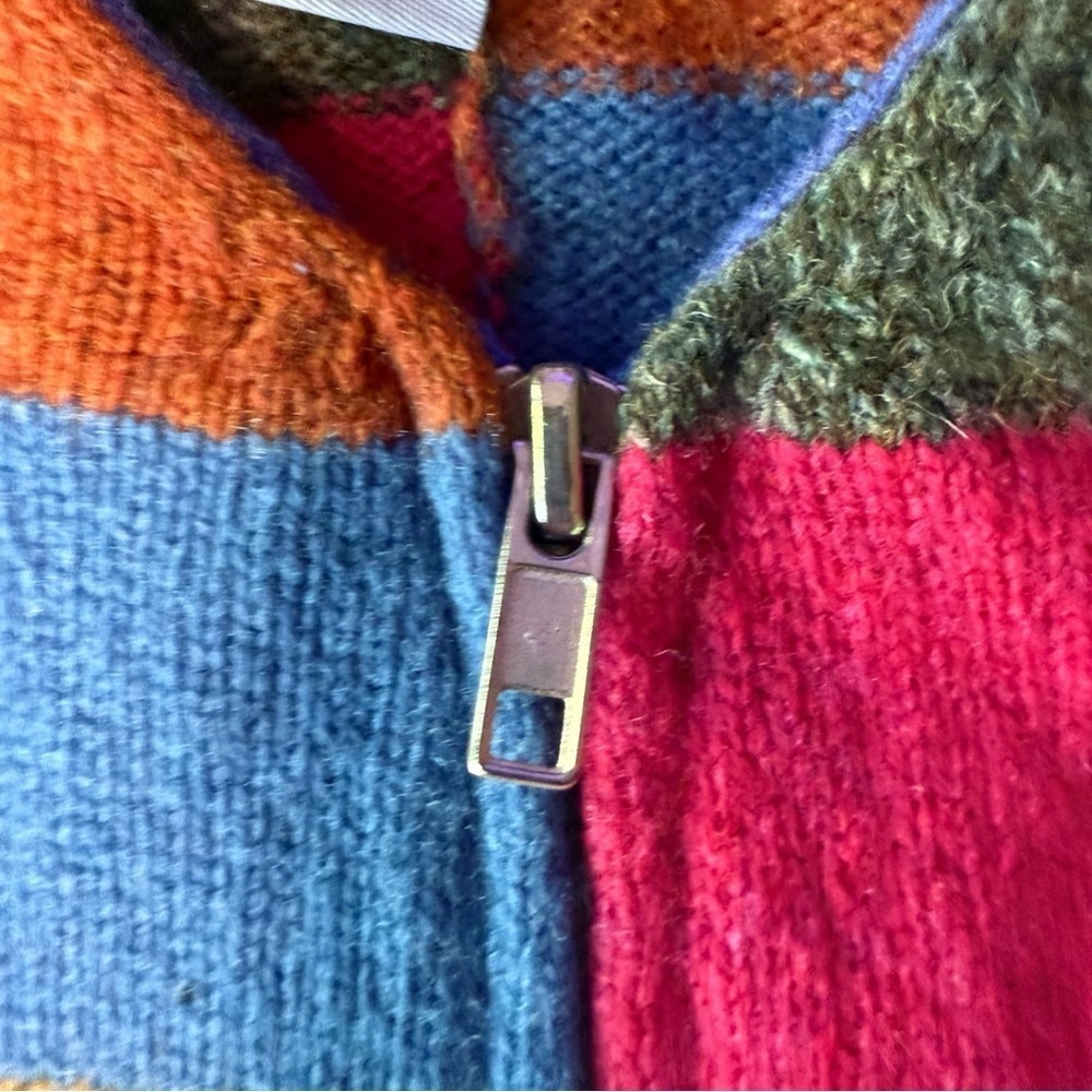 Sorbe Lambswool Colorful Zip Sweater Cardigan. small. - Picture 4 of 9